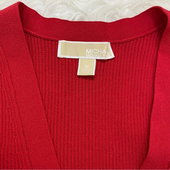 Michael Kors Red Sleeveless Ribbed V-Neck Dress - Picture 6 of 6